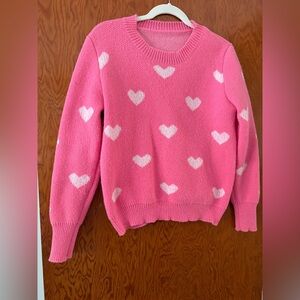 Pink Heart Pattern Women's Sweater